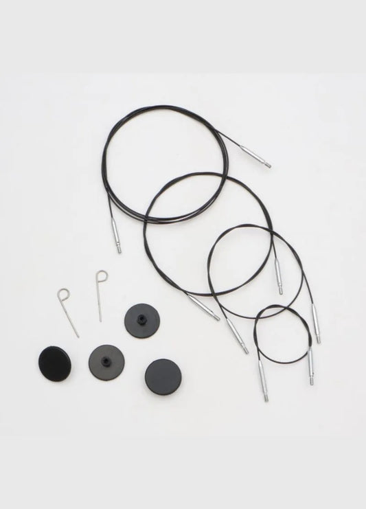 KnitPro Thin & Flex Swivel Interchangeable Cables Black/Silver