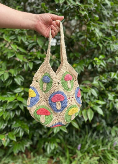 Mushroom Granny Square Tote Bag Crochet Kit