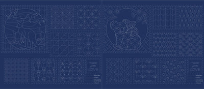 Devonstone Navy Sashiko Panel - Fauna