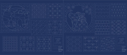 Devonstone Navy Sashiko Panel - Fauna