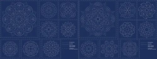 Devonstone Navy Sashiko Panel - Mandala