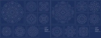 Devonstone Navy Sashiko Panel - Mandala