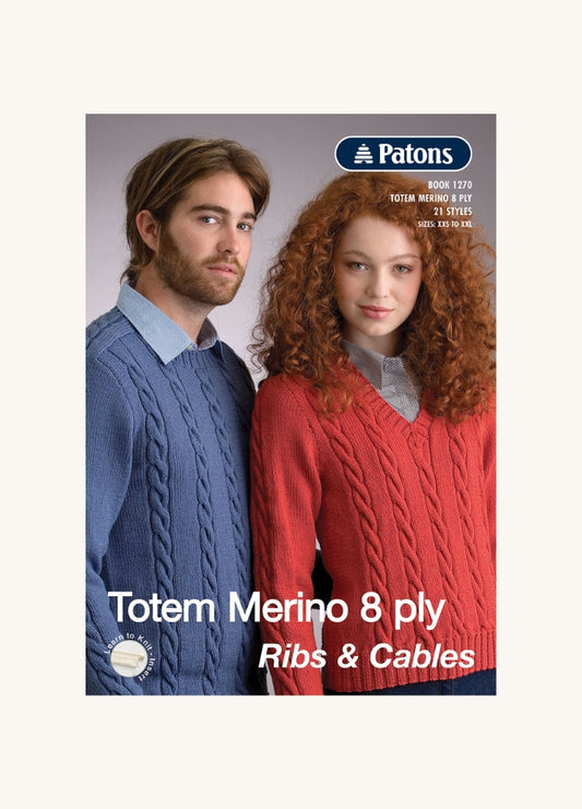 Patons Totem Merino 8 Ply Ribs and Cables 1270