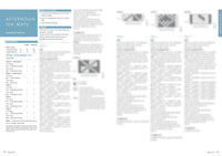 Knitting pattern page titled 'Afternoon Tea Mats' with a blue sidebar. Includes a material list, measurements, and illustrated patterns.