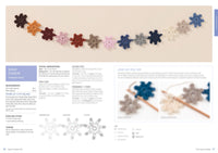 A colourful crocheted star garland decorates the top. Below, "Star Chain" crochet pattern details are provided, accompanied by small instructional images.