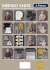 Collage of baby knitwear designs using Australian Merino wool. Features various clothes and accessories in neutral and pastel colors. Warm and cozy feel.