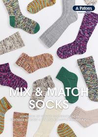 An array of vibrant, patterned socks spread across a white background. Text reads "Mix & Match Socks." The image conveys a playful and colorful tone.