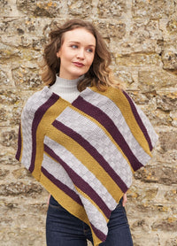 Season-spanning poncho worked as two rectangular panels in bold, textured stripes using three shades of Alpaca Soft DK.