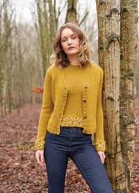 Crew-neck vest with neat bobble and embroidery detailing at the hem; worked holding Alpaca Classic double; styled to twin with the Percy cardigan - Neat V-neck cardigan in Alpaca Classic with subtle bobble and embroidery cuffs, set-in sleeves and button fastening; pairs with Bobby for a twinset.