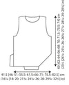 Diagram of a sleeveless vest pattern with measurements. Vertical measurements range from 60 cm to 74 cm, and horizontal from 41.5 cm to 82.5 cm. Simple outline design.