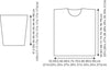 Diagram showing dimensions for sleeve and body pieces of a garment pattern. Measurements in centimeters and inches are provided alongside.