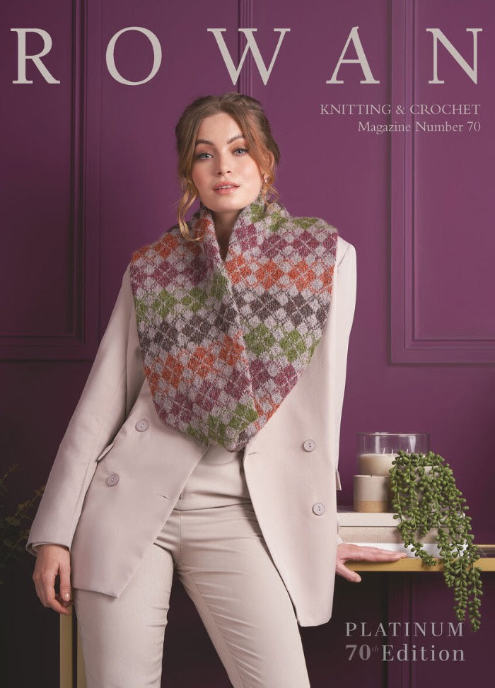 Front cover of Rowan knitting and crochet magazine displaying a variety of yarns and creative project ideas.