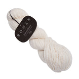 Soft white cashmere yarn, 100% composition, ideal for lace and cables, with delicate colour flecks for added depth.