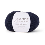 A ball of Rowan mode Merino Soft yarn in colour denim or navy