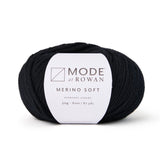 A ball of Rowan mode Merino Soft yarn in colour ink or black