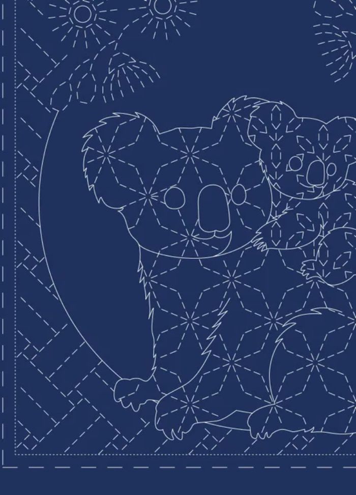 Devonstone Navy Sashiko Panel - Fauna