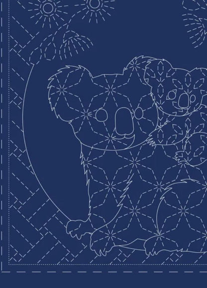 Devonstone Navy Sashiko Panel - Fauna