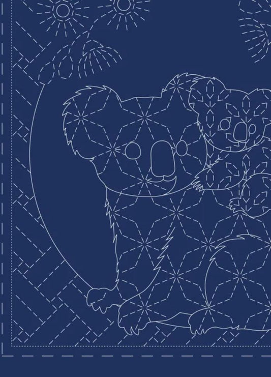 Devonstone Navy Sashiko Panel - Fauna