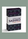 Cover of the Ultimate Sashiko Card Deck, featuring a neatly arranged set of 52 cards, each displaying a different traditional Japanese sashiko pattern. The cards are housed in a compact, decorative box with the title prominently displayed at the top.