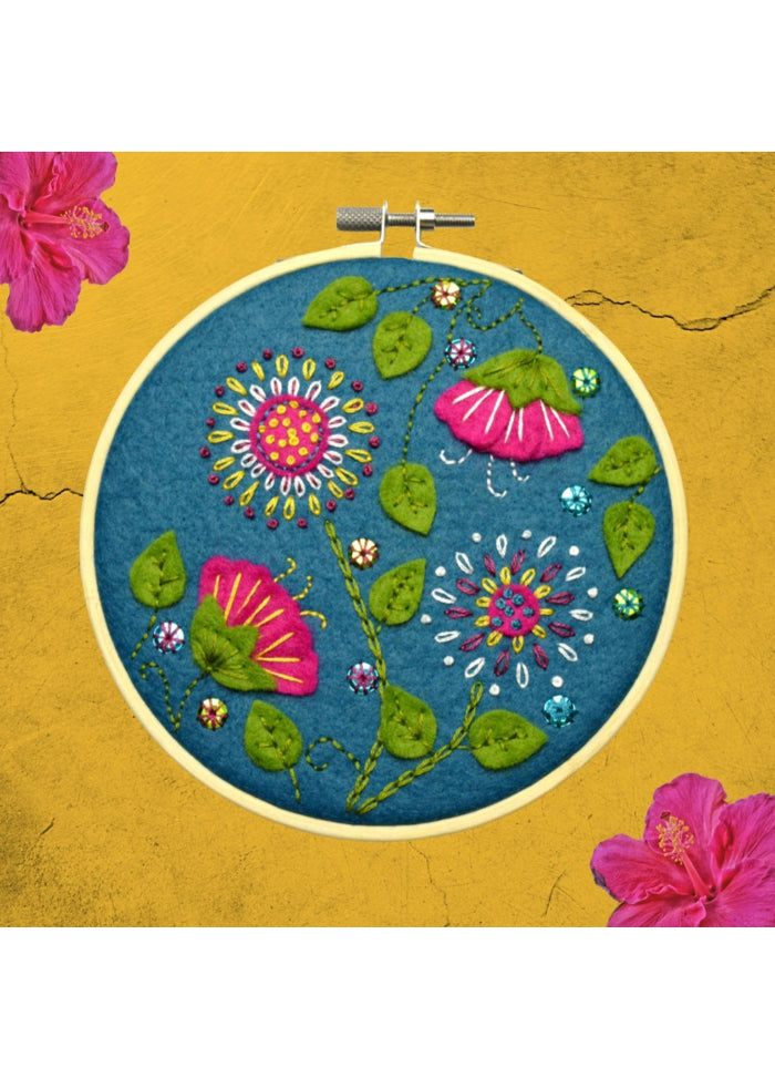 Corinne Lapierre Tropical Flowers Felt Appliqué Hoop Kit