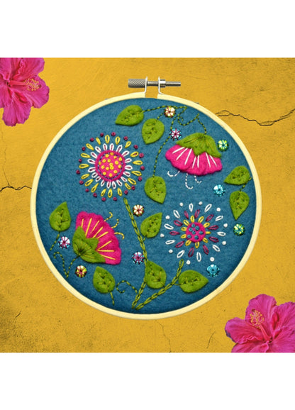 Corinne Lapierre Tropical Flowers Felt Appliqué Hoop Kit