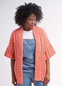 Zoom sweater pattern from Easy Style, a sleek knit with modern lines and tonal color palette, crafted in Rowan Big Wool.