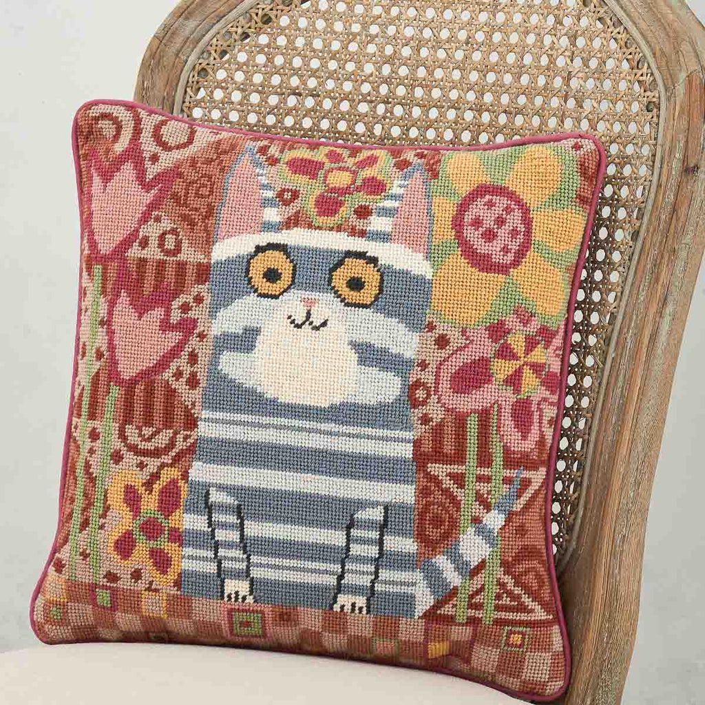 Grey Cat Cushion - Morris & Sons Australia