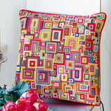 Overlapping Squares Pink Cushion