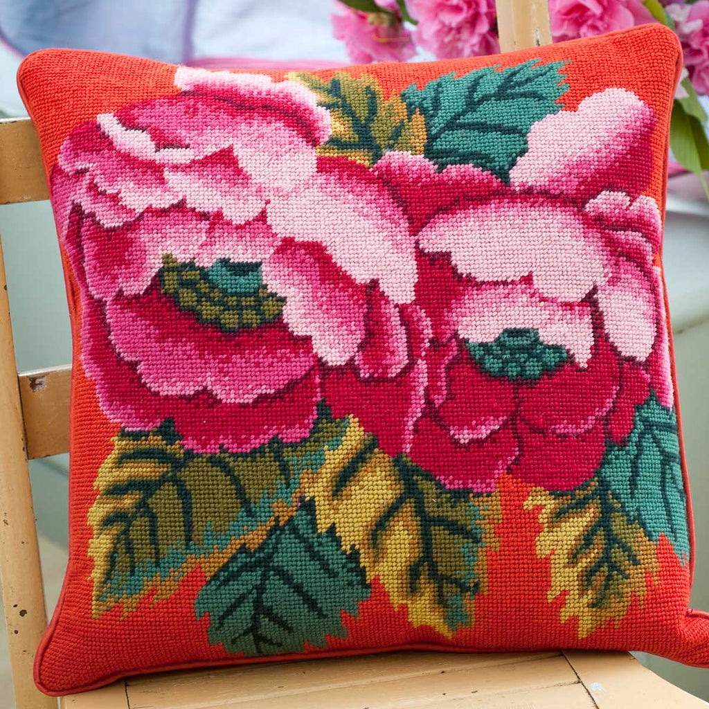 Pink Chinese Peonies Cushion
