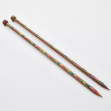 Knitting needles Symphonie handcrafted single pointed straights in 25cm and 35cm colourful timber grain